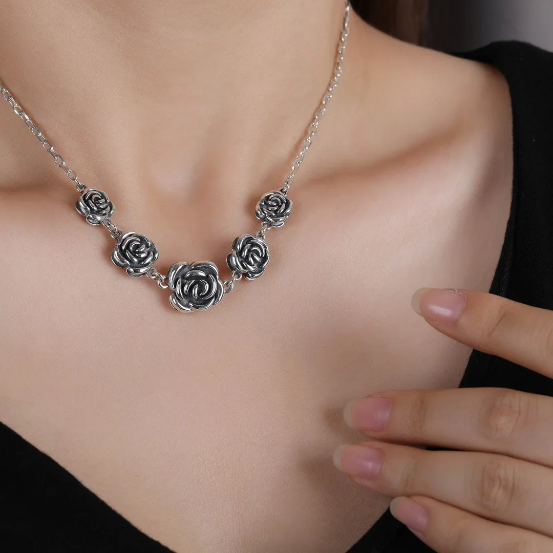 FOXANRY Vintage Punk Rose Flower Chain Bracelet Charm Women Girl New Fashion Creative Geometric Handmade Party Jewelry Gifts Pi-Mart