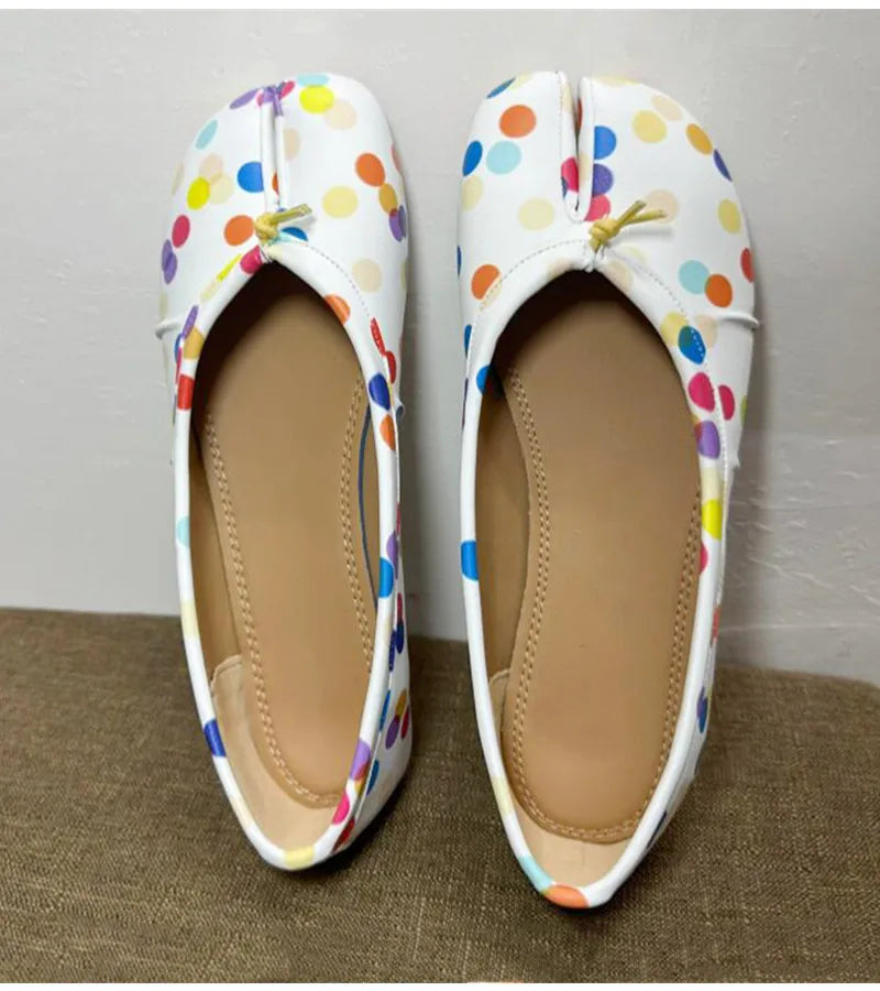 Split Toe Women Ballet Flats Fashion Tabi Shoes Casual Slip-on Loafers Ladies Pleated Leather Espadrilles Zapatillas Mujer Pi-Mart