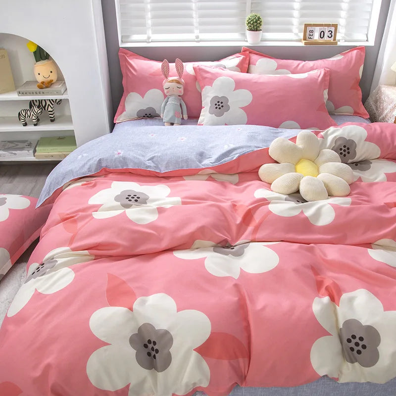 Lovely Cartoon King Size Duvet Cover Set 220x240 Skin Friendly Double Bed Quilt Cover Blanket Comforter Cover and Pillowcase Pi-Mart