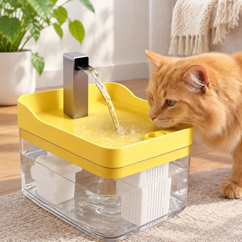 Clear Pet Water Fountain for Cats with Circulating Pump, Self-Cleaning Filter, and Overheat Safety Pi-Mart