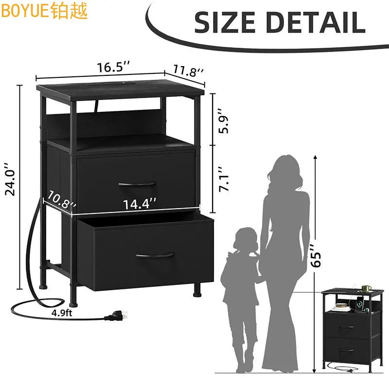 bedside table, chest cabinet, dresser, two drawers with cloth drawers, storage cabinet Pi-Mart