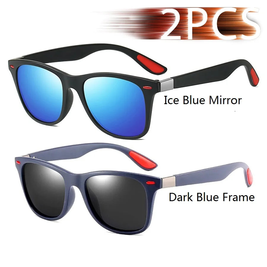 1-2-3PCS Fashion Vintage Square Unisex Driving Fishing Sunglasses Men Women Luxury Brand Designer Sun Glasses Anti-Glare Eyewear Pi-Mart