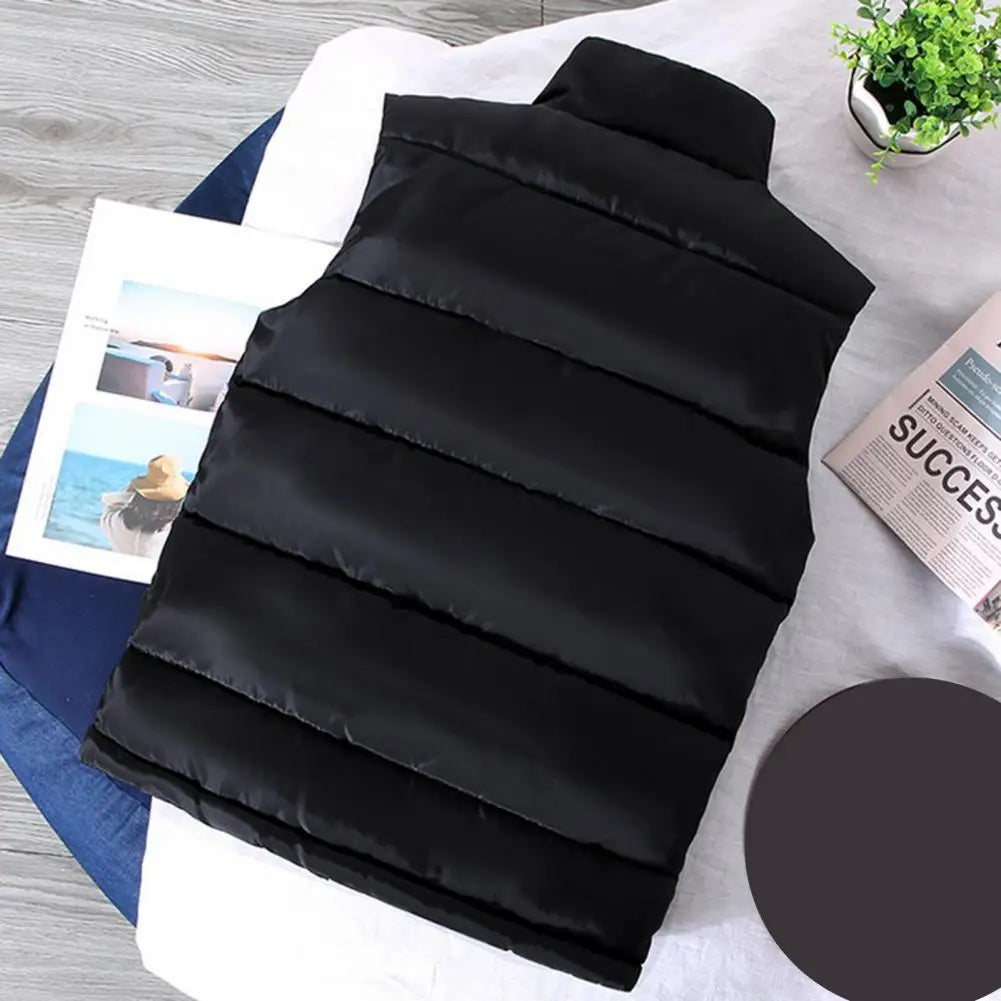 Men Vest Jacket Men Slim Fit Stand Collar Sleeveless Puffer Jackets Winter Casual Waistcoat Men Warm Coat Cold Weather Outerwear Pi-Mart