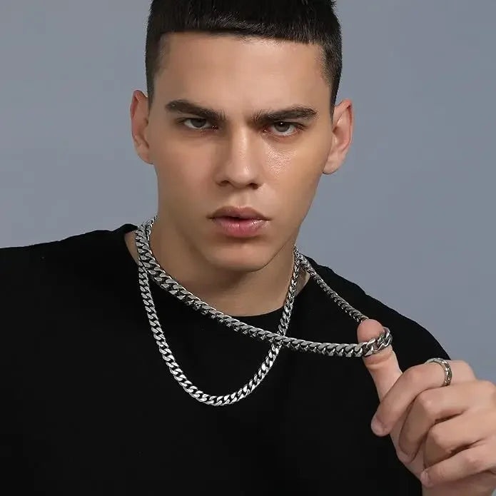3.5-7MM Wide Stainless Steel Necklaces For Men Punk Cuban Link Chain Choker Women Hip Hop Fashion Party Jewelry Accessories Pi-Mart