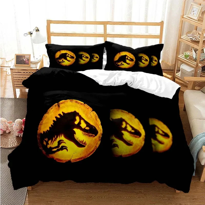 Jurassic Park Bedding Set Cartoon Kids Duvet Cover Set Pillowcase Queen King Double Bed Home Dropshipping King Size Bedding Set Pi-Mart