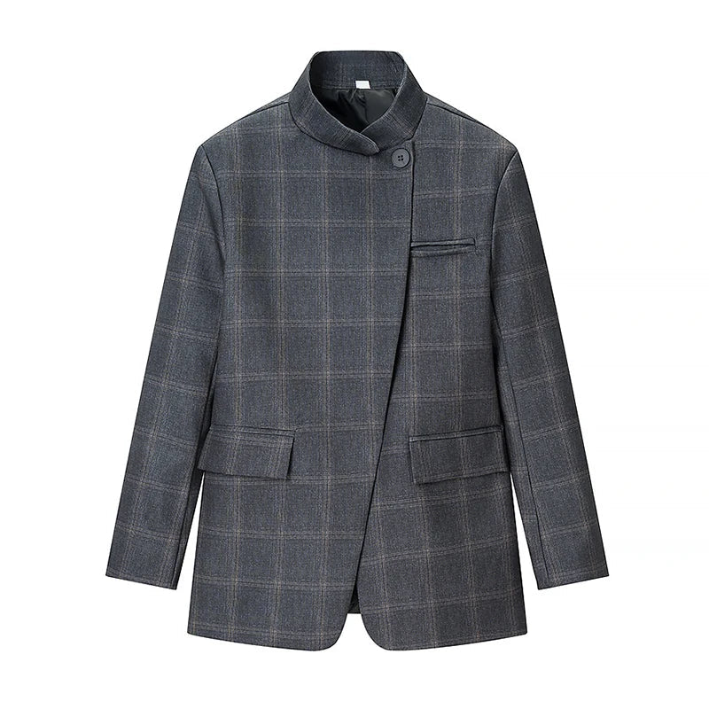 Tidalyf Blazers & Jackets Women's Spring 2026 New Fashion Plaid Loose Warm Jackets Women's Chic Youth Office Long Sleeve Coats LadyShow.Store