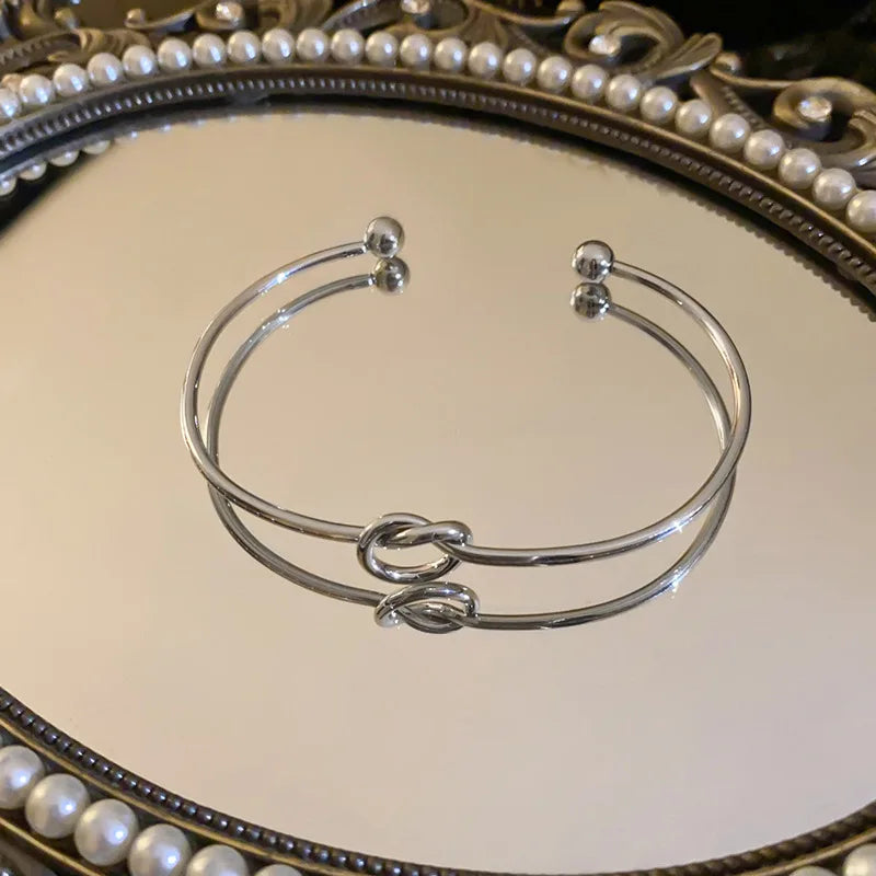 Stainless Steel Bracelets Vintage Men's Fashion Woven Twist Texture Bangles for Women Jewelry Statement Streetwear Goth Gifts Pi-Mart