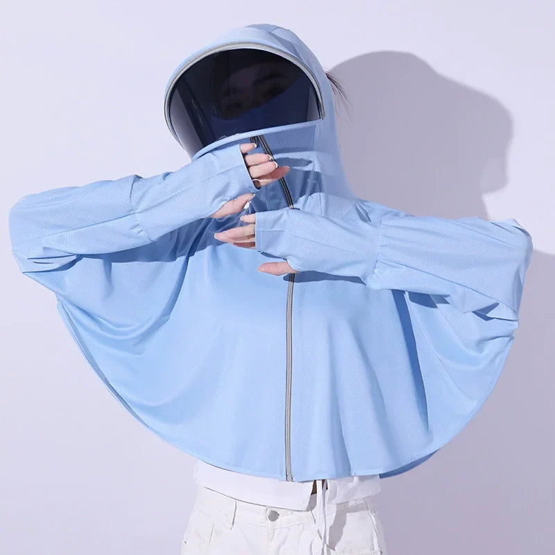 Summer Sun-protective Women's Clothing Breathable Smock Ice Silk Thin UV Protection Ladies Cloak & Cape For Women LadyShow.Store