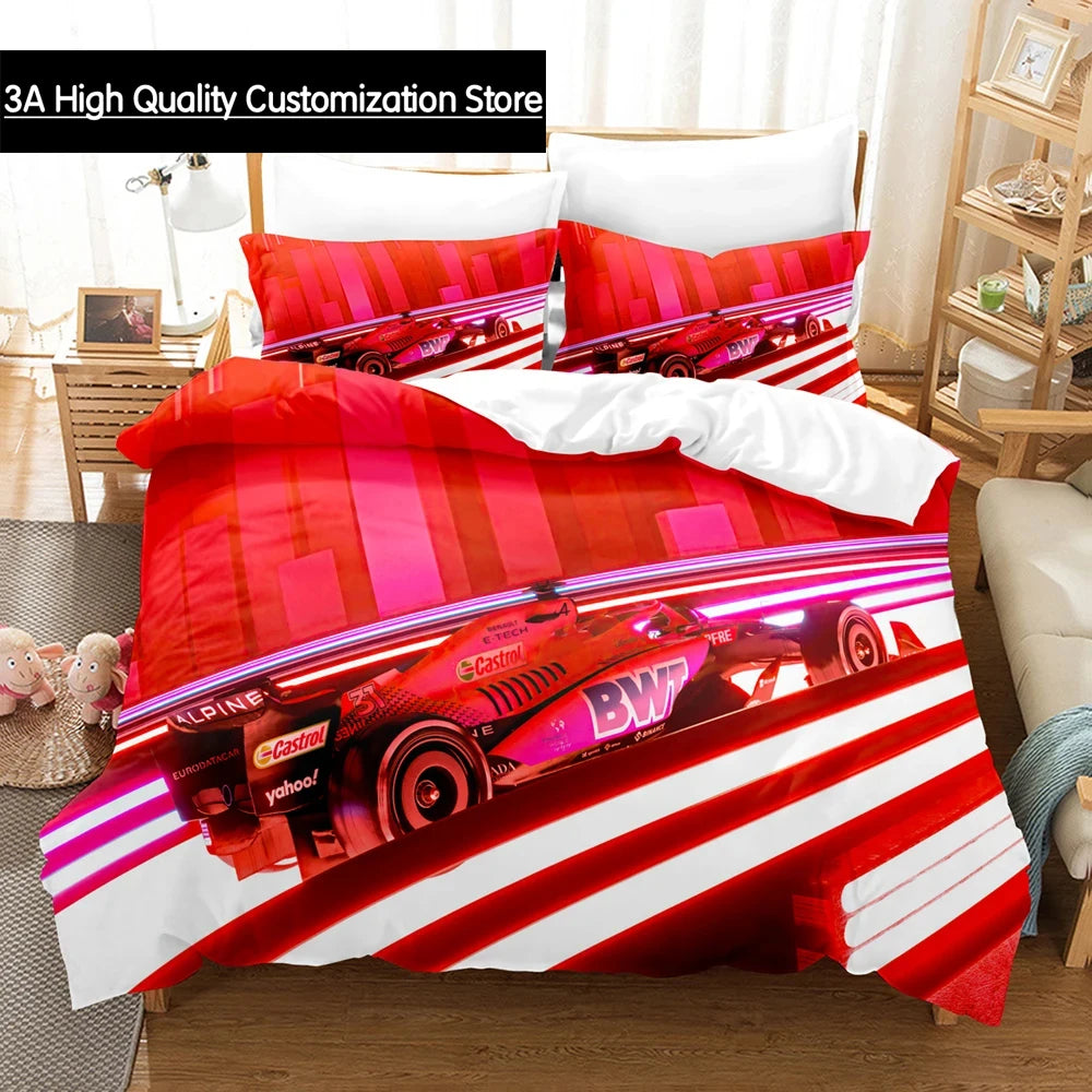 Formula Racing Car Bedding Sets 3D Boys Duvet Cover Set With Pillowcase Twin Full Queen King Bedclothes Bed Linen For Boys Girls Pi-Mart