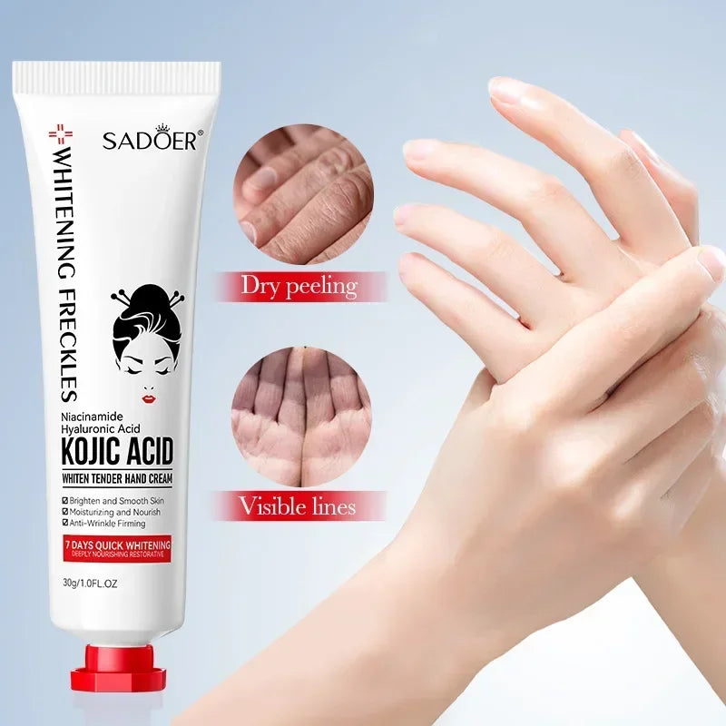 SADOER Kojic Acid Hand Cream Moisturizing Nourishing Brightening Hydrating Hand Creams Beauty Hands Skin Care Products Tri Light Beauty