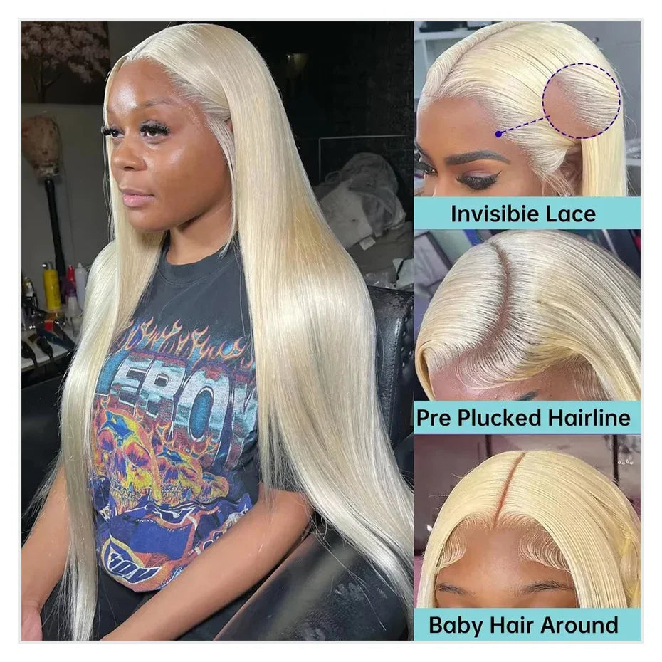 613 HD Lace Frontal Wig 13x6 Straight Human Hair Wigs Blonde Human Lace Front Wig 200% Density 36 inch Lace Front Human Hair Wig LadyShow.Store