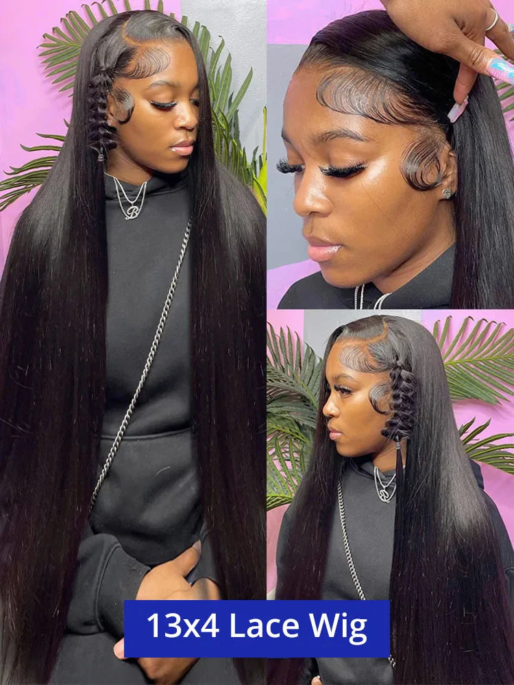 40 Inch Bone Straight Human Hair Wig 13x4 13x6 HD Transparent Lace Wigs Brazilian Full Lace Frontal Wig For Women 300% Density LadyShow.Store