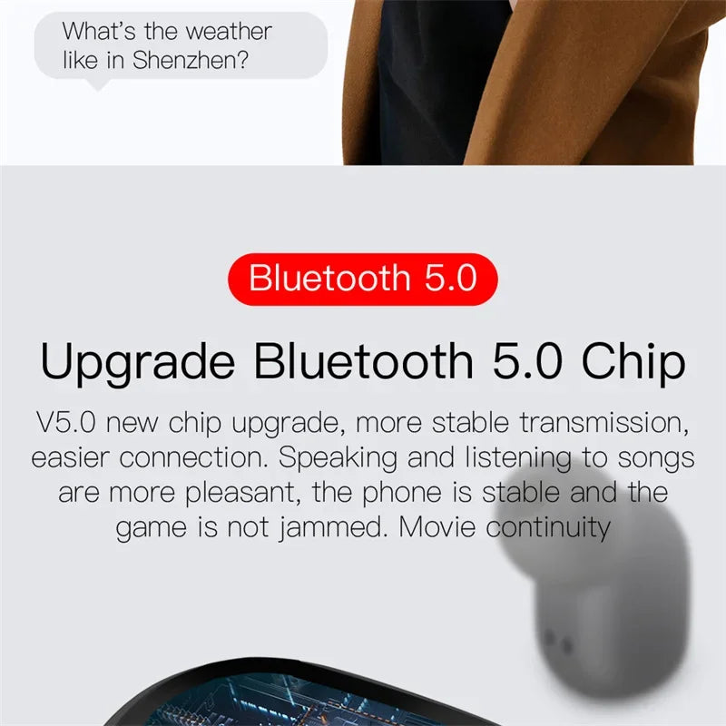 Digital Display Bluetooth Earphones with Mic TWS E6S Wireless Bluetooth Headset Noise Cancelling Headset for Xiaomi Huawei Oppo Pi-Mart