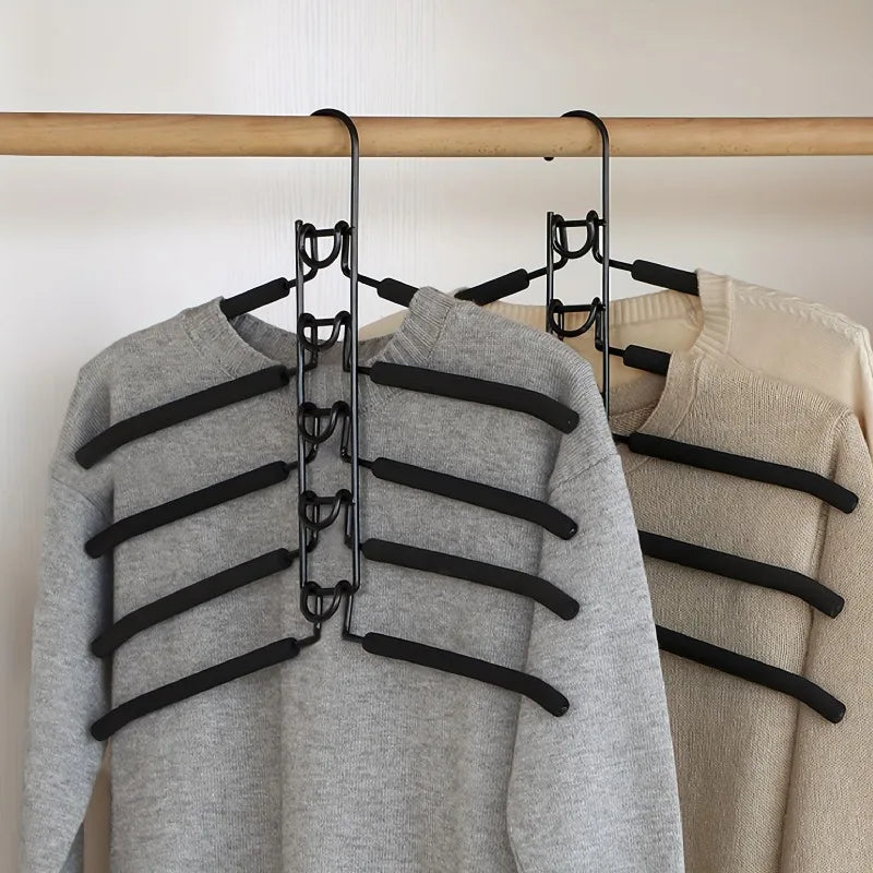 5pcs Multi-Tier Hanging Closet Hanger with Hooks Space-Saving Organizer for Closet Coats Shirts Dresses Jackets Hanging Storage LadyShow.Store