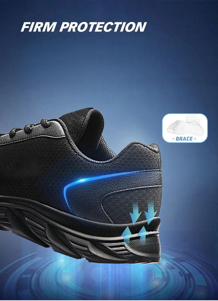 Men's Casual Sports Shoes Men's Black Mesh Breathable Running Shoes Soft Bottom Light Flat Bottom Work Shoes Pi-Mart