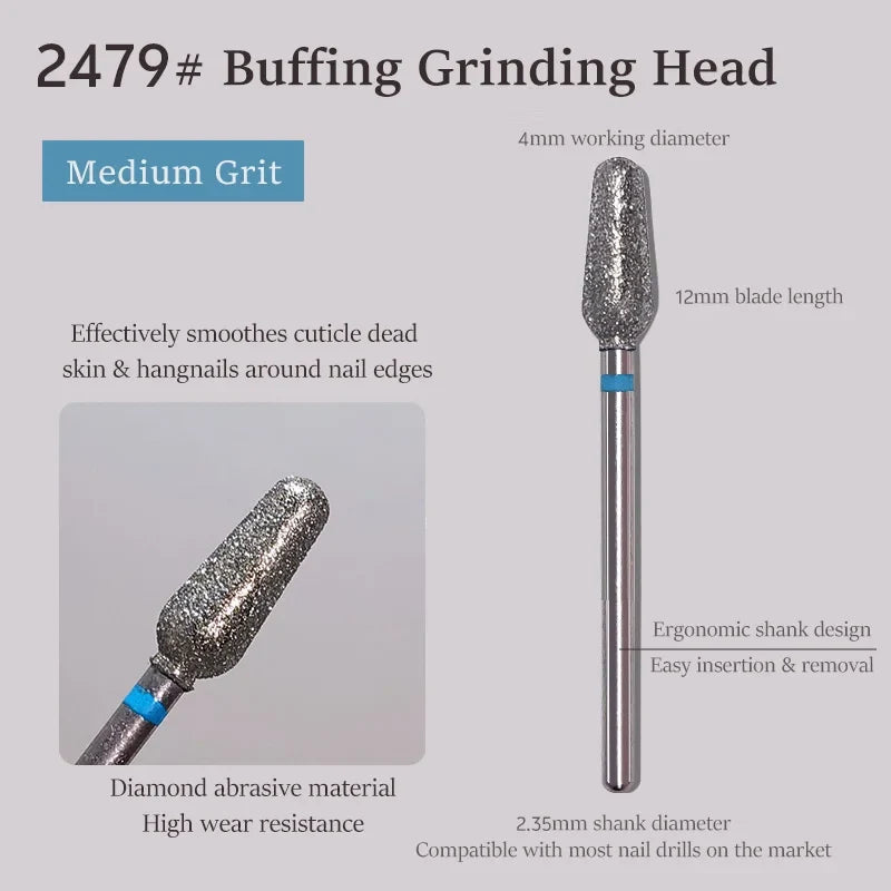 Electric Diamond Nail Drill Bit Sand Nail Files Cuticle Polishing Manicure Tool for Professional Nail Cleaning And Polishing Tri Light Beauty