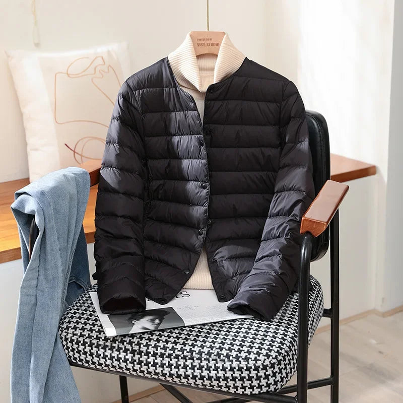2026 New Arrivals Autumn Winter Warm Women White Duck Down Slim Jackets Female Fashion Ultra Lightweight Packable Puffer Coats LadyShow.Store