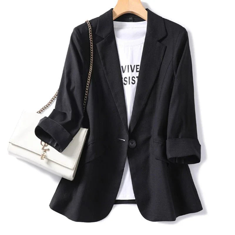 2026 Spring Summer New Temperament Versatile Large Size Women's Small Blazer Coat Loose Elegant FemaleThin  Blazer Jacket 4XL LadyShow.Store