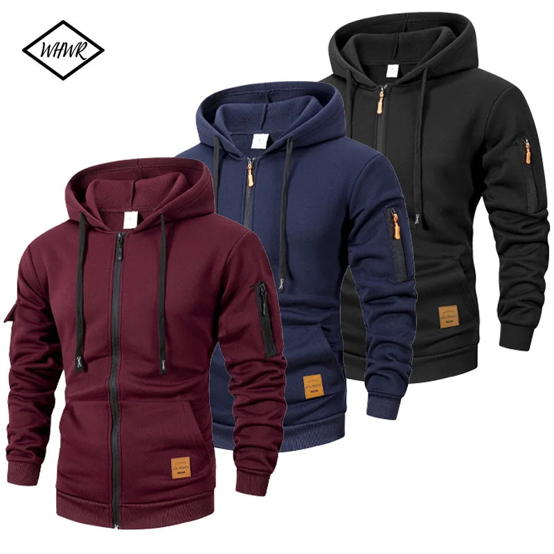 2025 New Autumn Men Sweatshirts Long Sleeve Jacket Hoodie Zipper Closure Jacket Male Hoodies Sweatshirt Slim Fit Male Clothing Pi-Mart