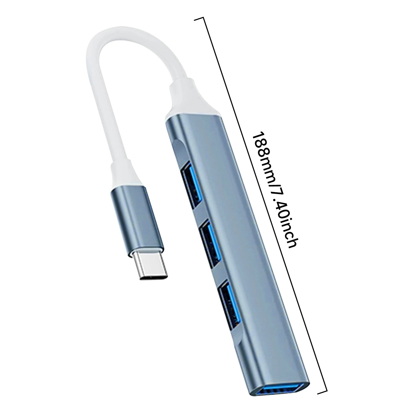 4-in-1 USB C Hub 3.0, Multi-Port OTG Adapter for Smartphones, Tablets, Laptops, Computers, Type-C Splitter Pi-Mart