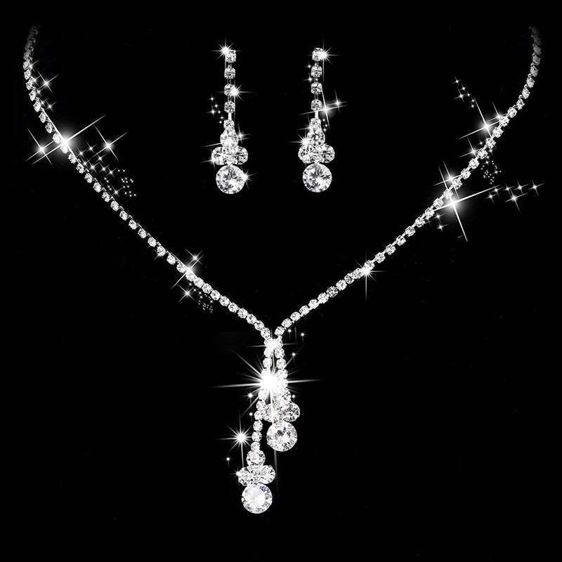 Women's Necklace Earrings Set Zircon Dangle Earrings Set Exquisite Wedding Party Jewelry Set for Anniversary Mother's Day Gift Pi-Mart