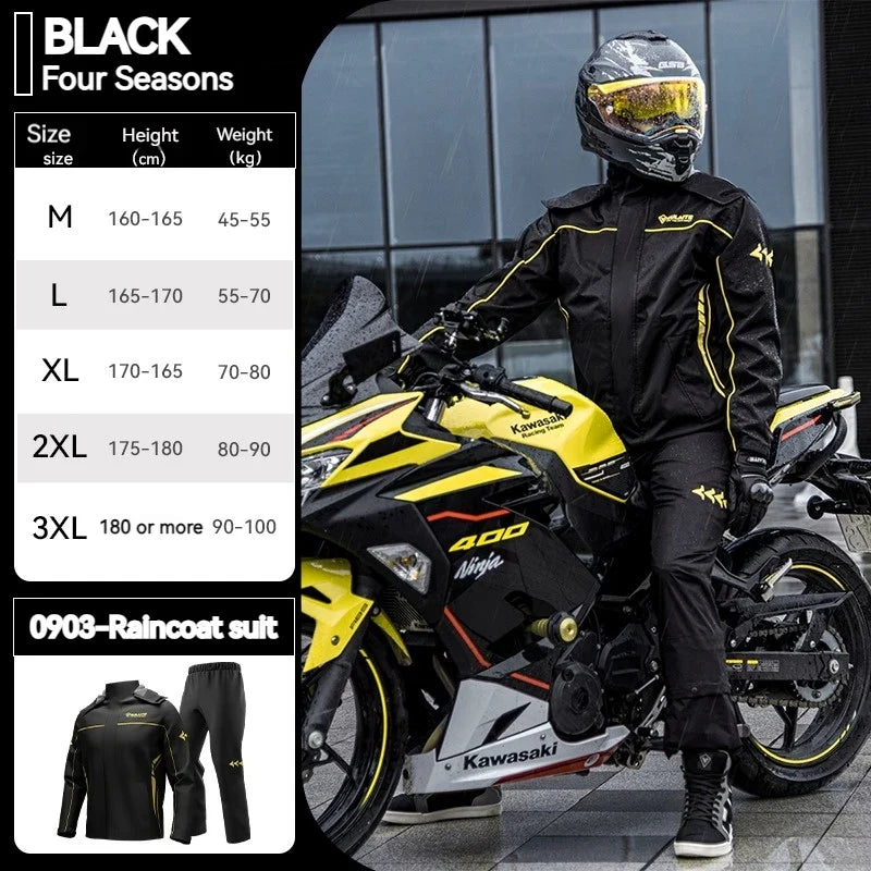 SULAITE Motorcycle Raincoat Suits Men Waterproof Rain Gear Rain Jacket Reflective Work Rain Coats Lightweight Hiking Rainsuit LadyShow.Store