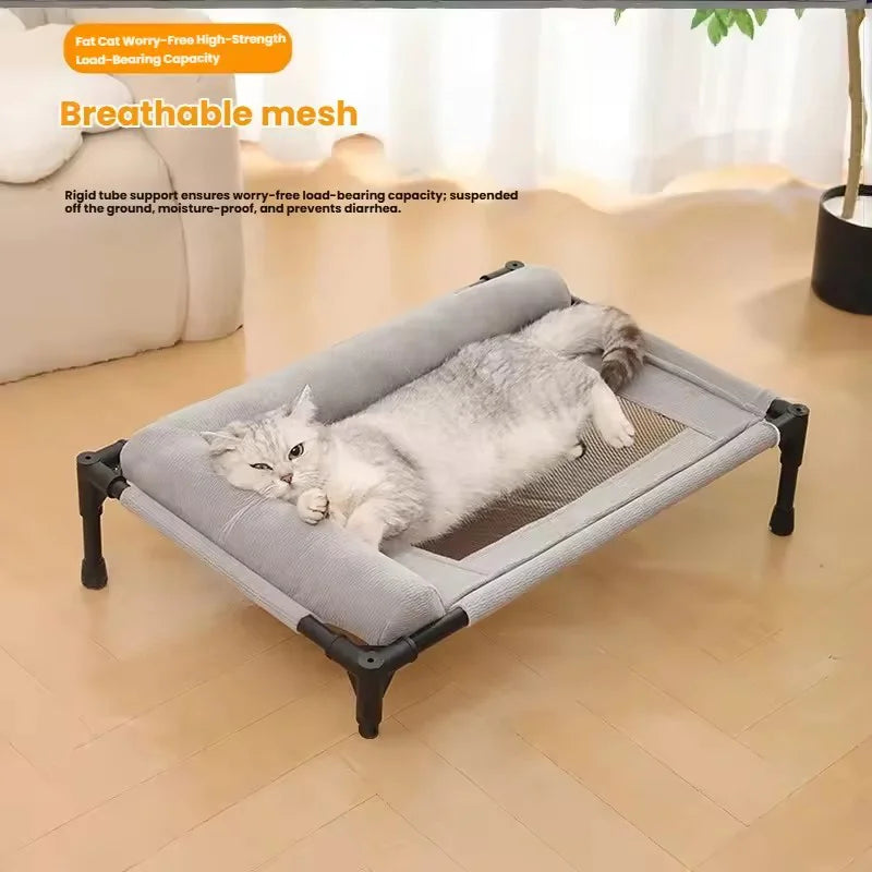 Elevated Cooling Mesh Dog Cot Breathable Moisture Resistant Bed With Pillow Four Seasons Use Indoor For Dog Cat Pet Supplies Pi-Mart