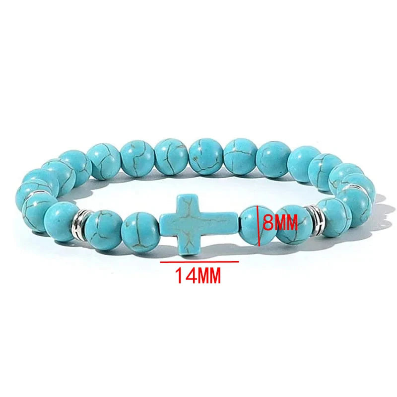 Prayer Men Natural Stone Wood Beads Rosary Hematite Cross Bracelets Onyx Meditation Bracelet Women Yoga Jewelry Homme Pulsera Pi-Mart