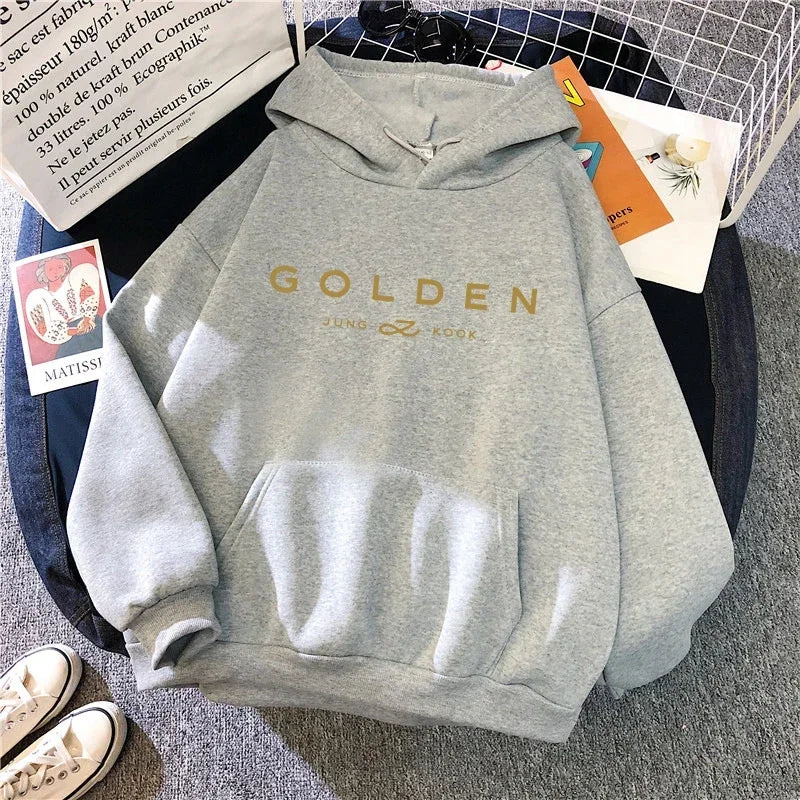 K-pop Printed Hoodies for Woman Jungkook Fans Hooded Sweatshirts Fall Winter Female Home Outdoor Comfort Casual Fashion Pullover LadyShow.Store