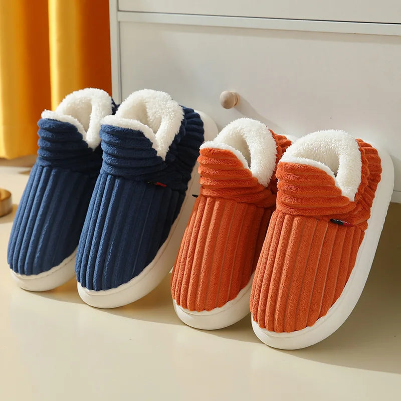 Evshine Soft Sole Slippers For Women Winter Fashion Women Fur Slippers Fuzzy Plush Men Slippers Warm Furry Women Cotton Shoes Pi-Mart
