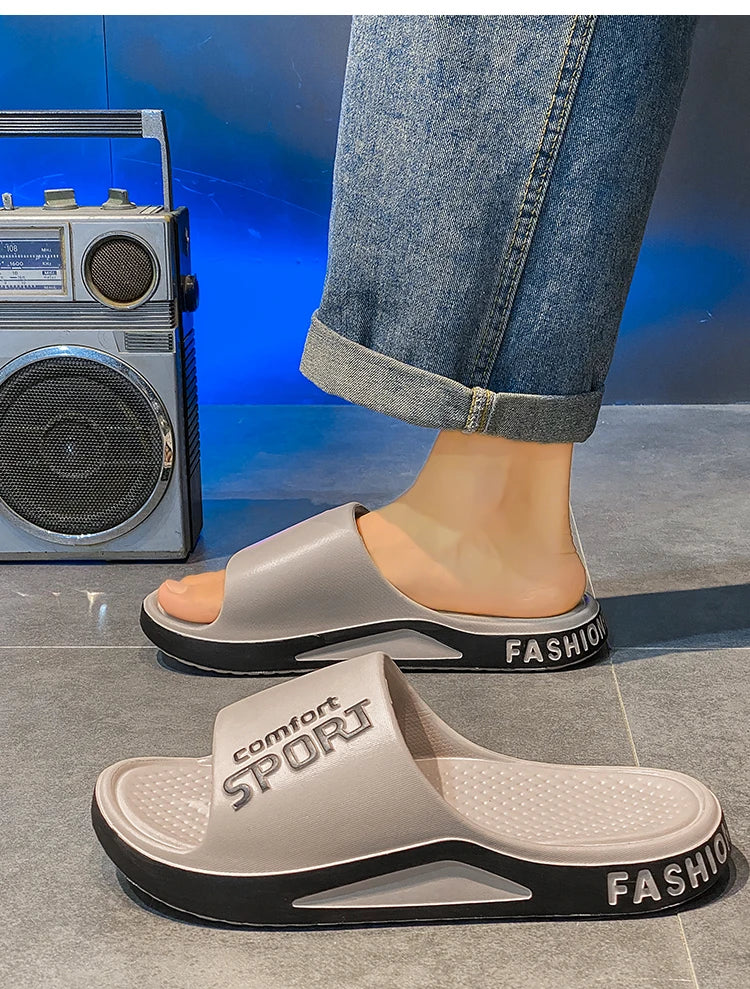 Fashion Men's Sandals Summer EVA Comfortable Anti-Slip Soft Soles House Slippers for Indoor Outdoor Wear Breathable Shower Slide Pi-Mart