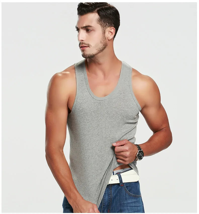 2026 New Men's Summer Lightweight Cotton Tight Vest Sports Casual Family Pajamas Outdoor Tight Top Breathable Quick Drying Vest Pi-Mart