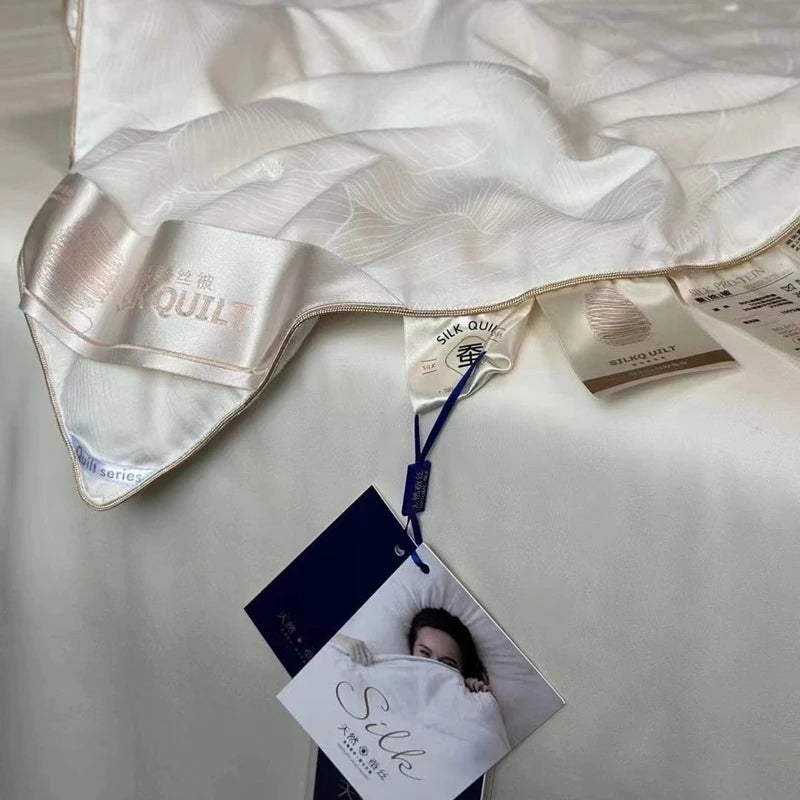 100% Natural Silk Quilt Lyocell Fiber Duvet Queen Size Summer Blanket White Luxury Jacquard Bedding Single Double Bed Comforter Pi-Mart