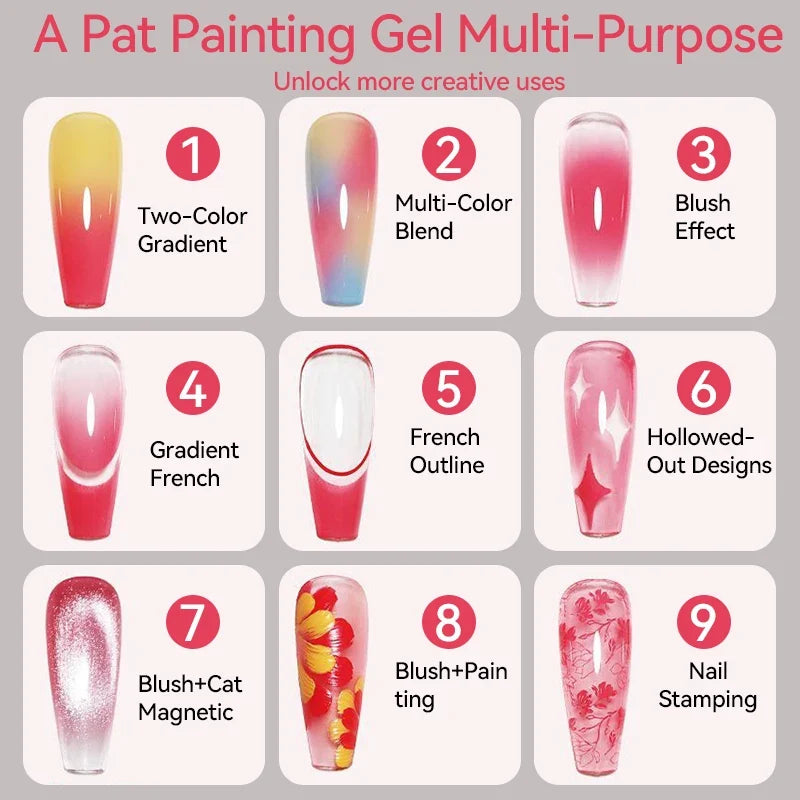 UR SUGAR 4 IN1 Pat Painting Gel Nail 4 Colors Gradient Painting Gel Nail Art Semi Permanent Soak Off UV Nails Used For Gel DIY Tri Light Beauty