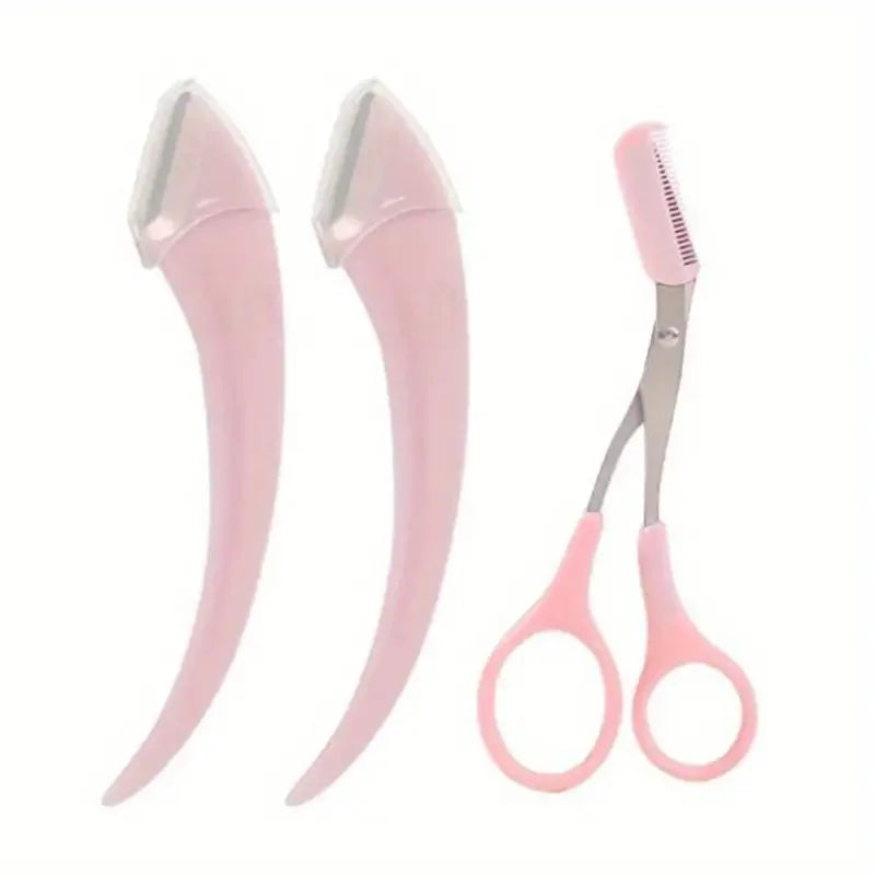 Eyebrow Trimmer Set, Curved Eyebrow Razor, Eyebrow Scissors With Comb, Convenient Easy Beauty Tools For Beginners Pi-Mart