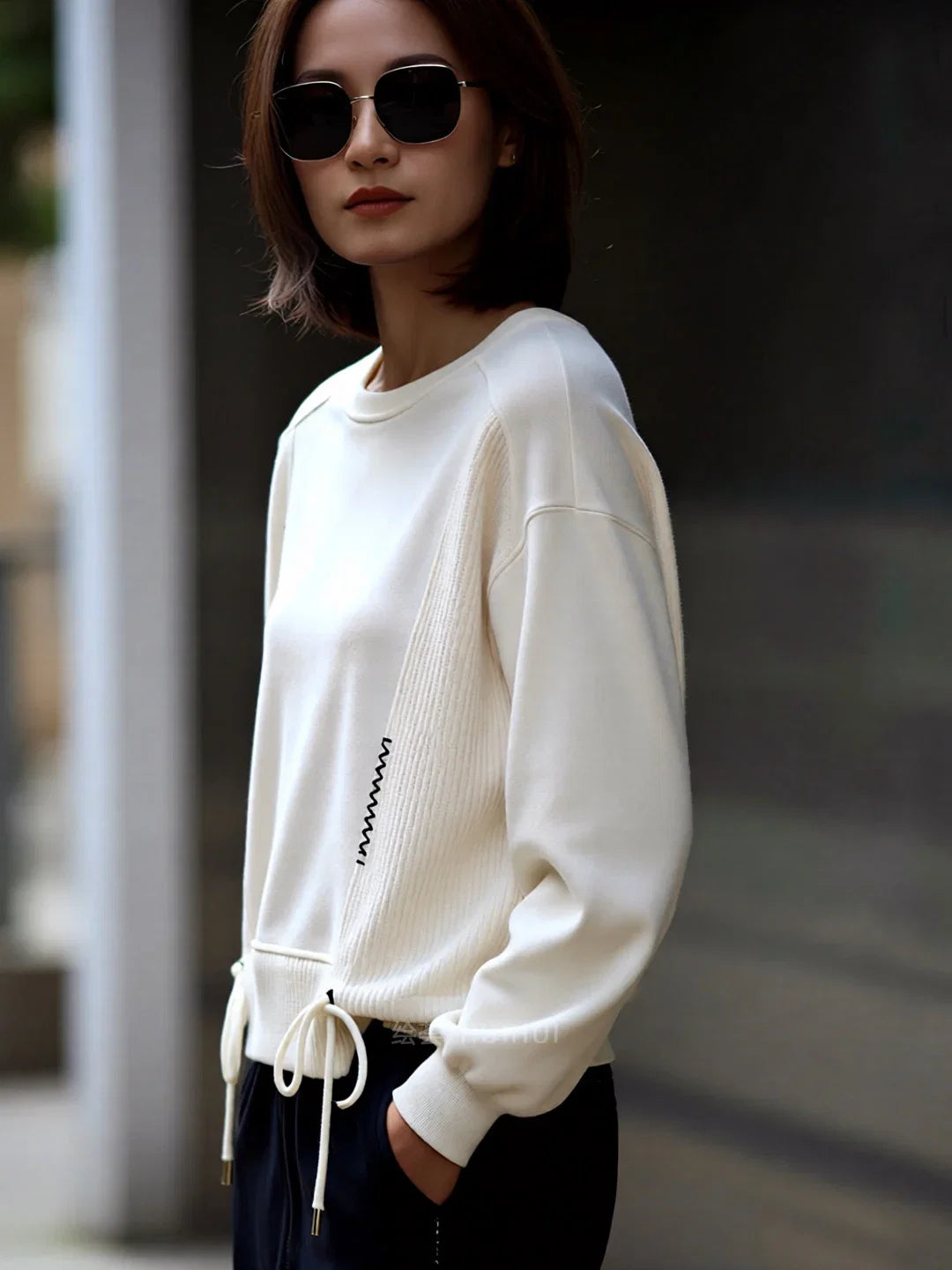 White Hoodie Women Long Sleeve Drawstring Casual Sweatshirts LadyShow.Store
