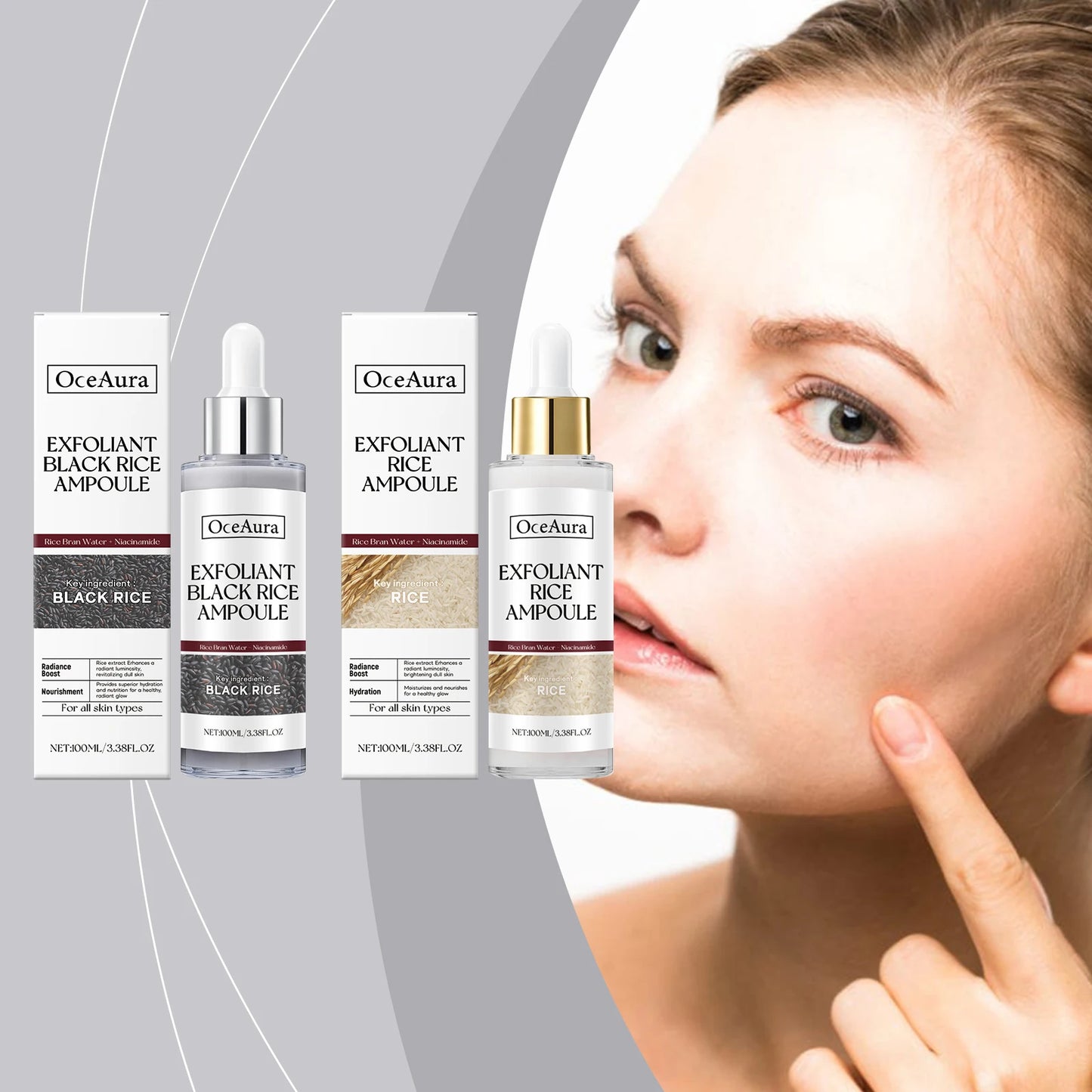 Rice Serum for Face Hydrating Brighten Skin Repair Smooth Facial Essence Gentle Exfoliation Remove Blackheads Collagen Ampoules Pi-Mart