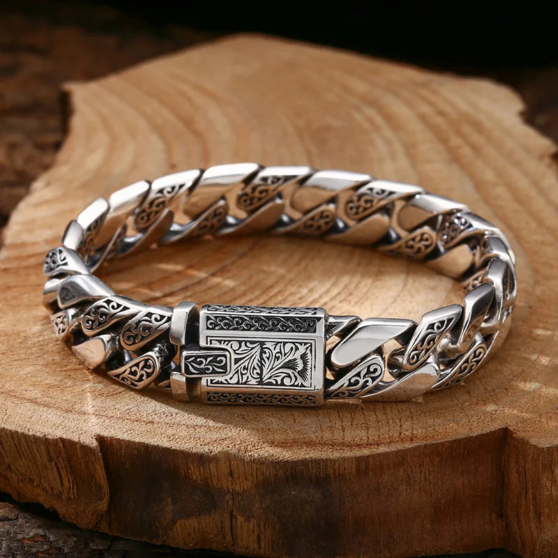 S925 Sterling Silver Timeless Vine Garland Buckle Retro Punk Tank Bracelet Jewelry Creativity Gift Factory Price Pi-Mart