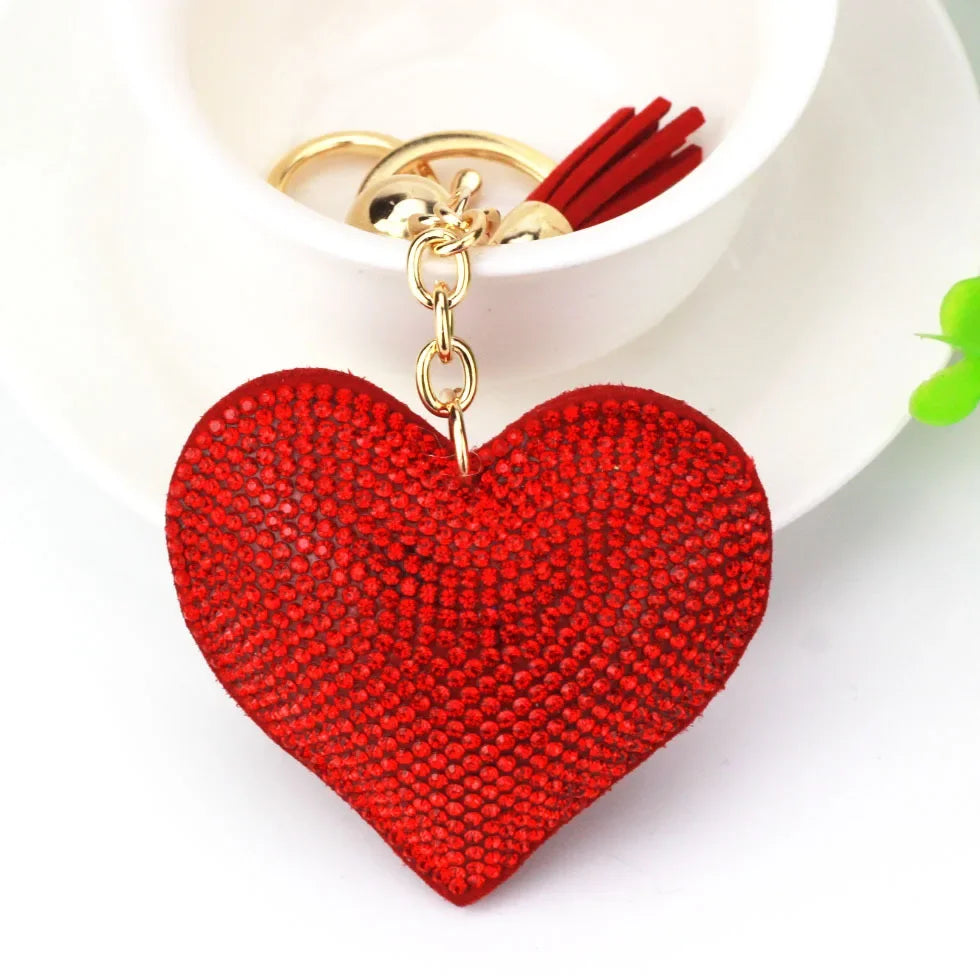 Rhinestone Heart Finger Keychain Bling Crystal Strap Pendant for Key Keychain Handbag Wallet Key Accessories Gift for Women Pi-Mart