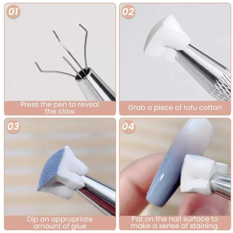 50/150pcs Sponge Gradient Nail Art Stamper Tools Gel Polish Color Gradient Brush Glitter Powder Dotting Pen For Manicure Tools Tri Light Beauty