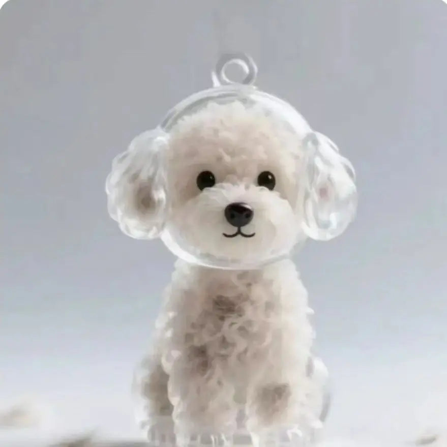 Transparent Cute Dog Pendant Keychain Creative Pet Hair Storage Capsule Hanging Ornament for Pet Lover DIY Pet Memorial Keychain Pi-Mart