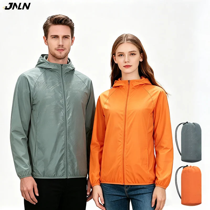 JNLN Men Women Hiking Jacket Unisex Waterproof Quick Dry Camping Windbreaker Outdoor Trekking Climbing Rain Coat Anti UV Clothes LadyShow.Store