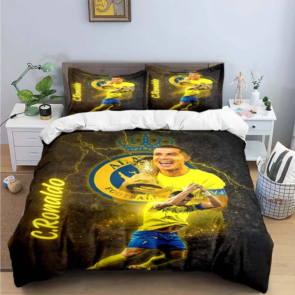 FashionFootball Star R-Ronaldo Printing Bedding Set Duvet Cover Comforter Bed  Youth Kids Girl Boys Luxury Birthday Gift Pi-Mart