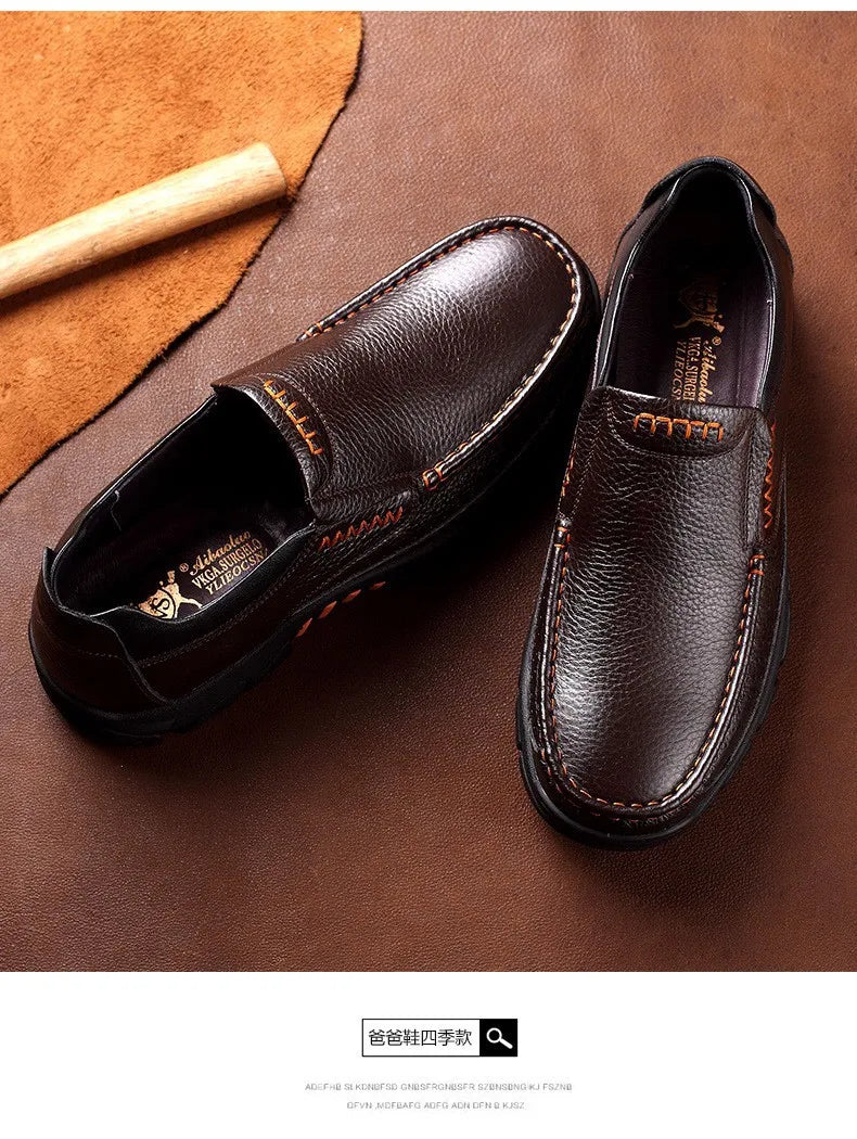Autumn Genuine Leather Men's Casual Business Leather Shoes Lightweight Breathable Anti Slip Casual Leather Shoes Men Shoes Pi-Mart