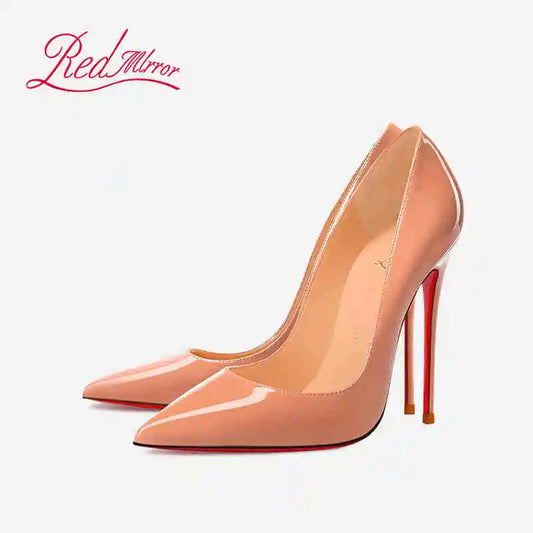 Women Heels Naked Color Women's Elegant High Heel Luxury Black Shoes Woman 2026 Red Shiny Bottoms Pointed Toe Party Ladies Women Pi-Mart