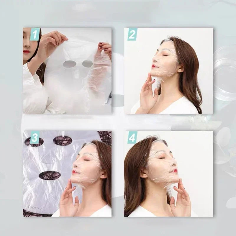 100pc Disposable Plastic Film for Face Fresh Keeping Film Mask Beauty Salon Promote Product Absorptio Ultra Thin Skin Care Paper Tri Light Beauty