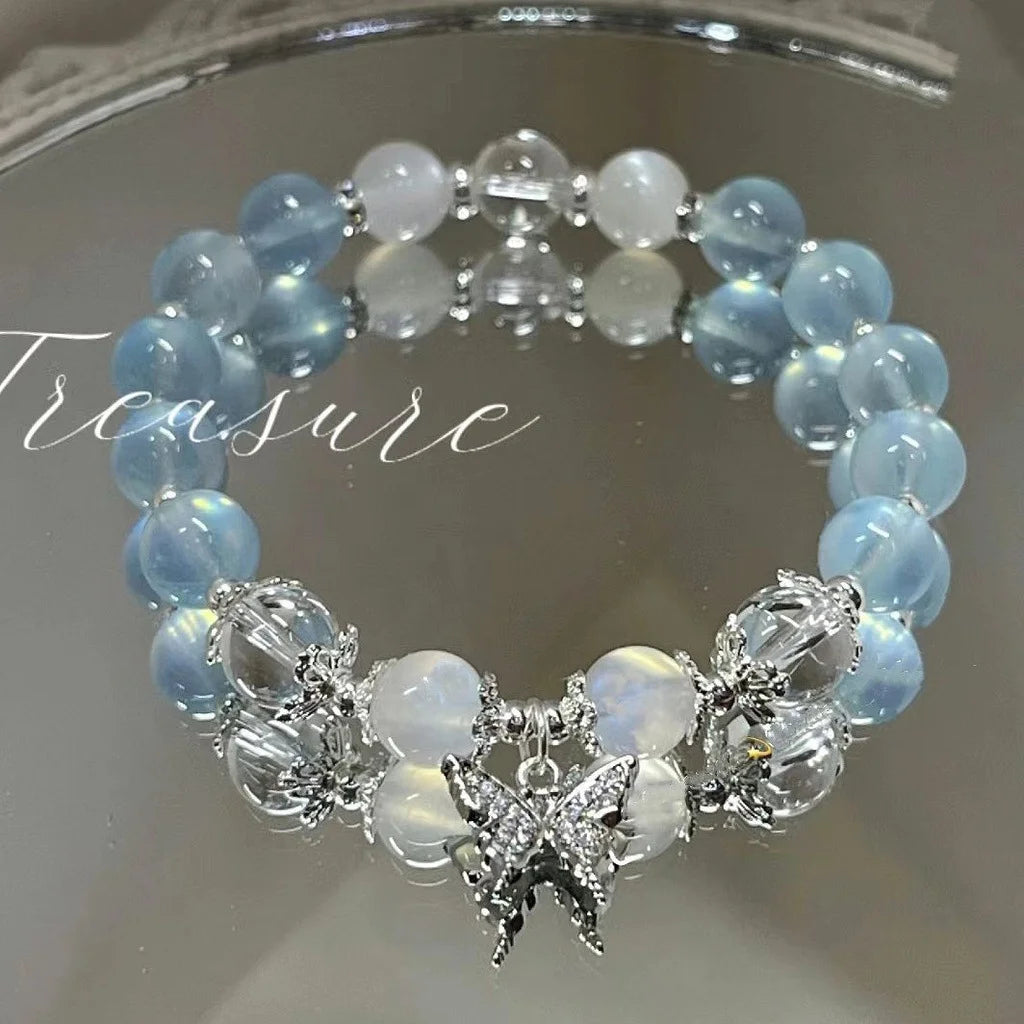 New Simple Beads Crystal Bracelet For Women Girls Korean ins Flower Fox Feather Tassel Bracelets Best Friend Jewelry Gifts 2024 Pi-Mart