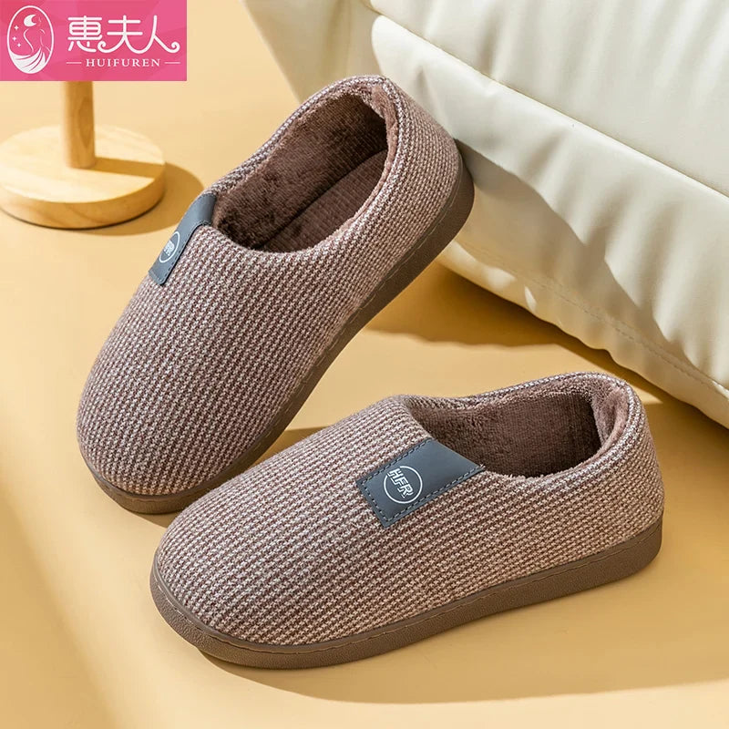 2025 Women's Winter Warm Shoes Plush Lining Indoor Slippers Couples Platform Heel High Top Snow Boots Female Male Home Slipper LadyShow.Store