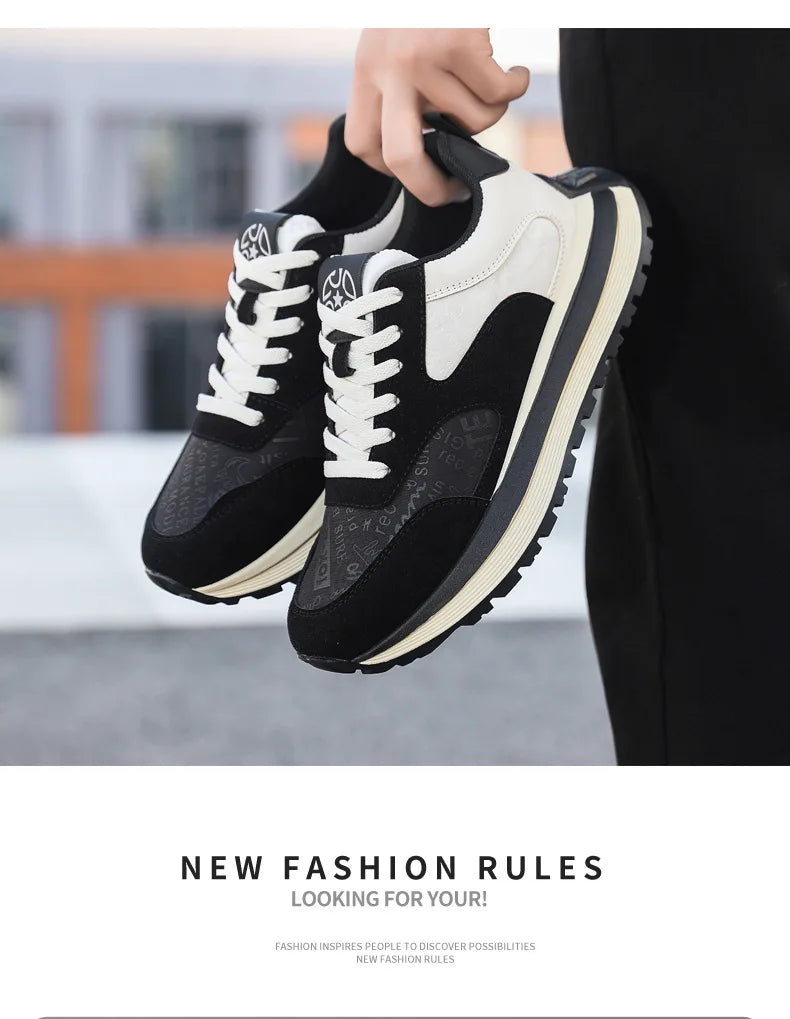 Men Shoes 2025 Spring Autumn New Fashion Comfortable Height Increase Casual Running Shoes Breathable Non Slip Platform Sneakers Pi-Mart