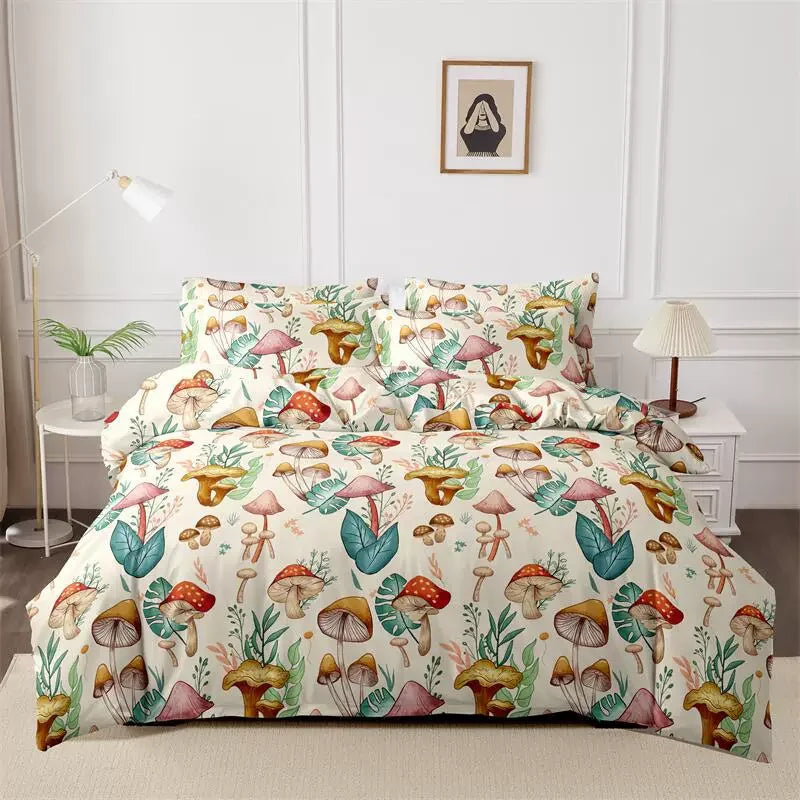3pcs Printed Brushed Duvet Cover Pillowcase Three Piece Set High Quality Skin Friendly Fabric Bedding Cover (without Bed Sheet) Pi-Mart